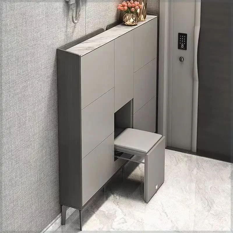 

Ultra-thin light luxury tipping bucket shoe cabinet Modern small apartment 17cm against the wall Large capacity household