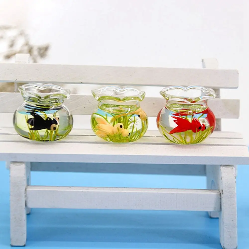 1/12 Dollhouse Miniature Glass Fish Tank Bowl Aquarium Doll House Home Ornament Toy For Dollhouse Decals Home Ornaments Toys