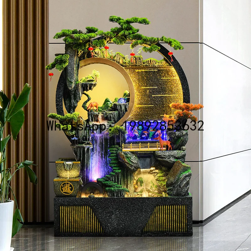 

HXL Flowing Water Screen Partition Rockery Fountain Landscape Courtyard Outdoor Wealth-Attracting Wheel Ornament