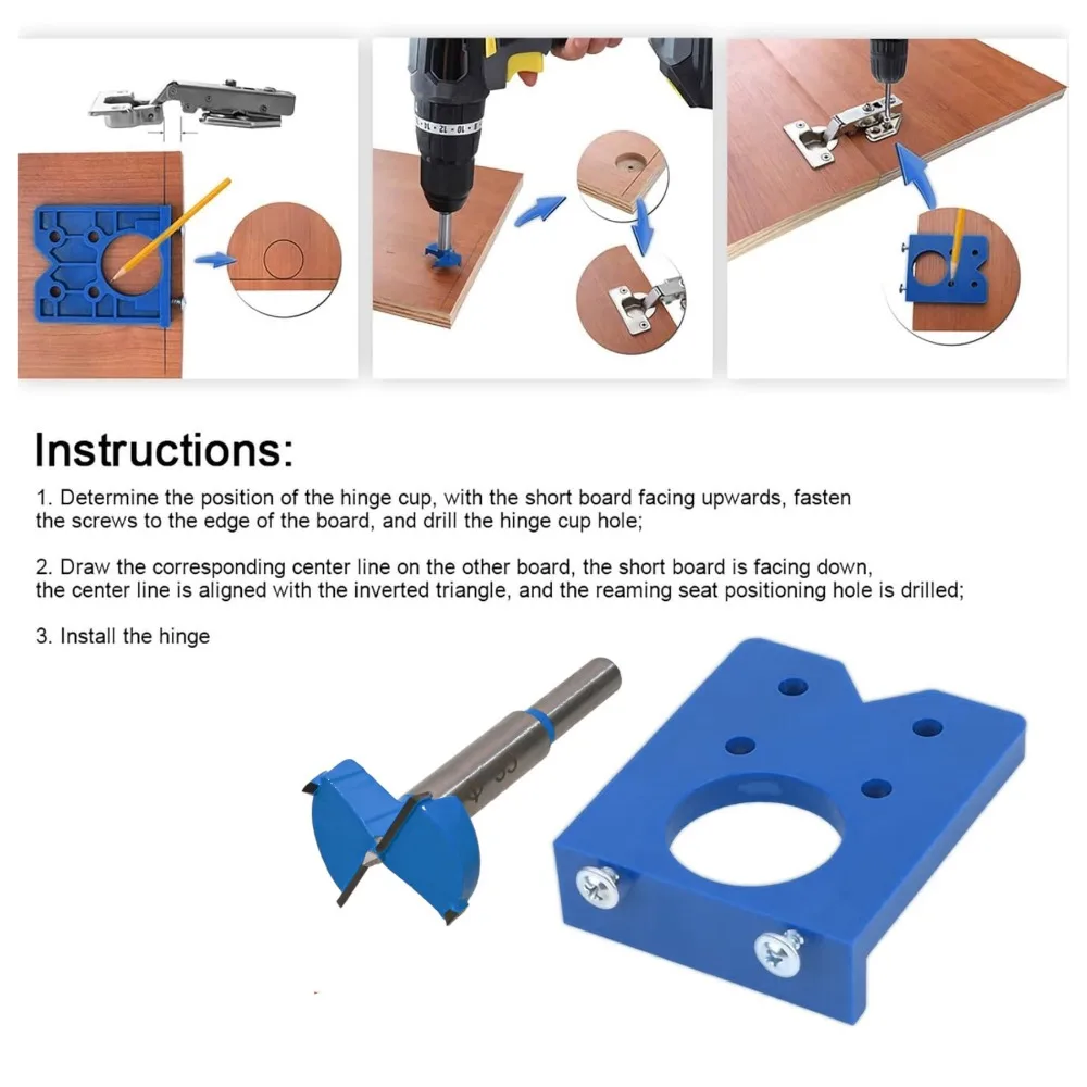 35 مللي متر المفصلي ثقب الحفر دليل محدد لتقوم بها بنفسك الأثاث الخشبي خزائن الباب المفصلي تركيب الحفر تهزهز ABS أدوات النجارة #6