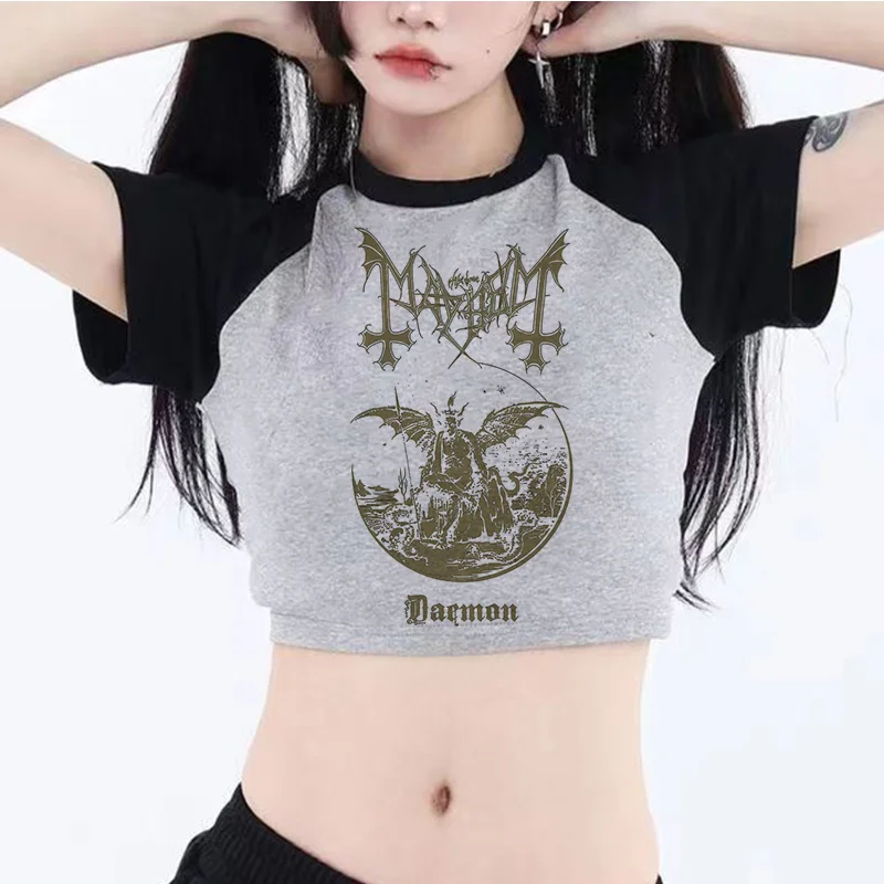 Mayhem hippie  gothic  graphic  crop top girl fairy grunge  streetwear  vintage Harajuku tee