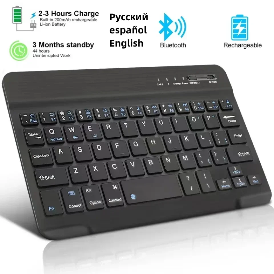 Mini clavier Bluetooth sans fil, version globale, claviers rechargeables, IOS, Android, Windows, 10 pouces, téléphone, tablette