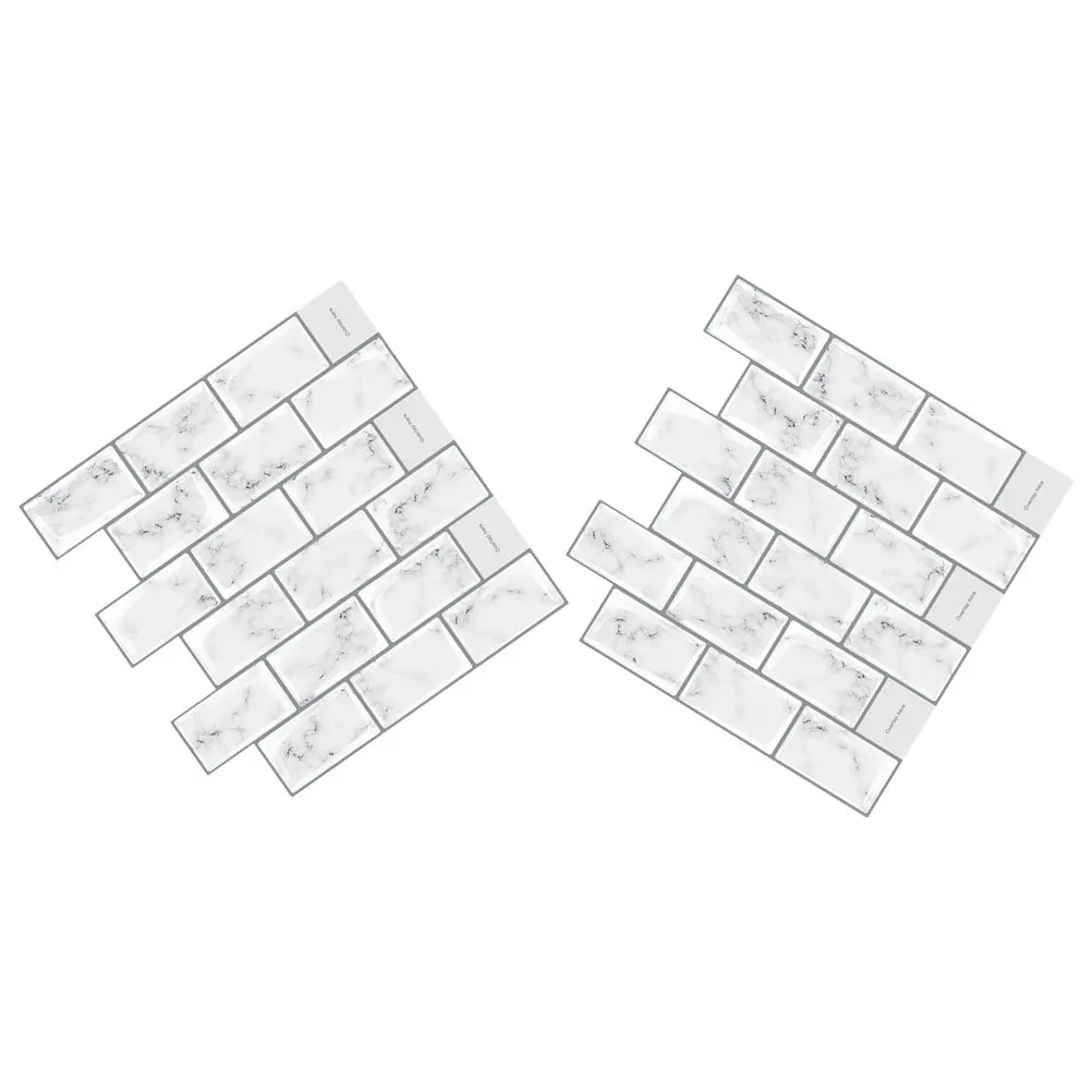 

2Pcs Waterproof Wall Tile Stickers Kitchen Peel Stick Decorative Backsplash Tiles for Bathroom Bedroom Office Pool