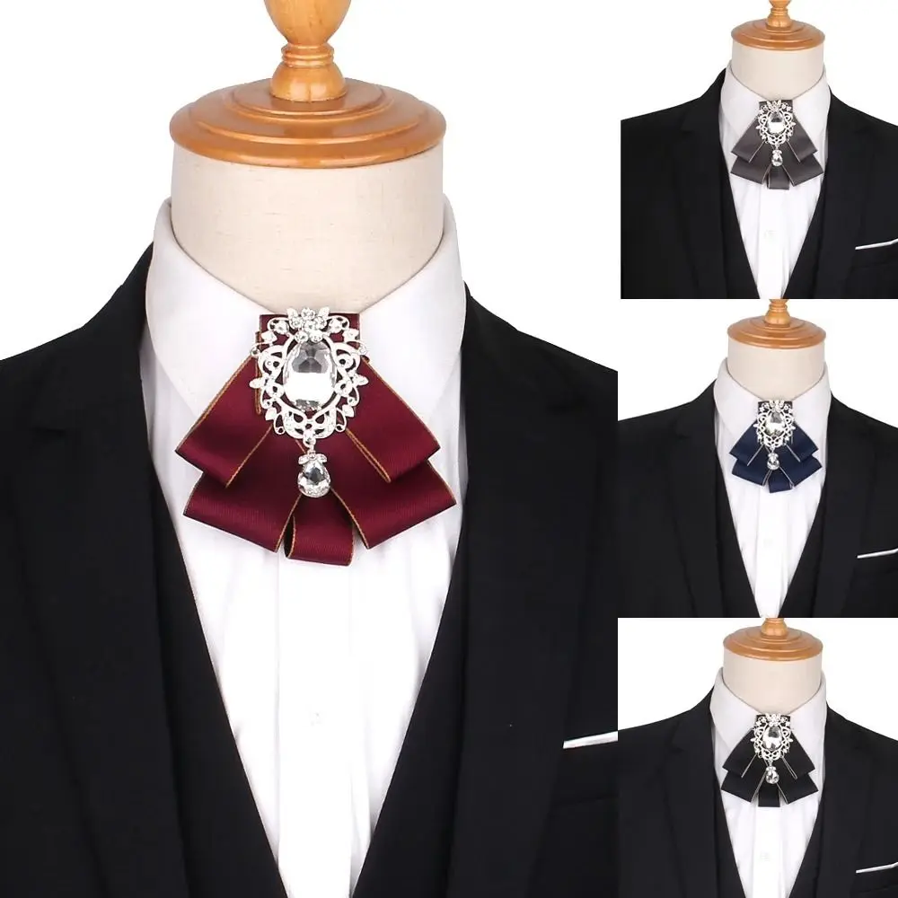 Fashion Alloy Bow Tie Rhinestone Gift Crystal Rhinestone Bowtie Neck Decoration Jewelry Accessories Necktie Shirt Collar