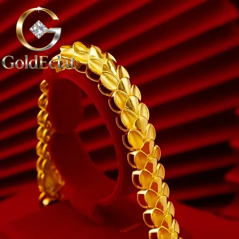 

Браслет GoldEclat из 24-каратного желтого золота 9999 пробы, с 5D-прецизионной резьбой в виде драконьей кости, для мужчин, с головой дракона