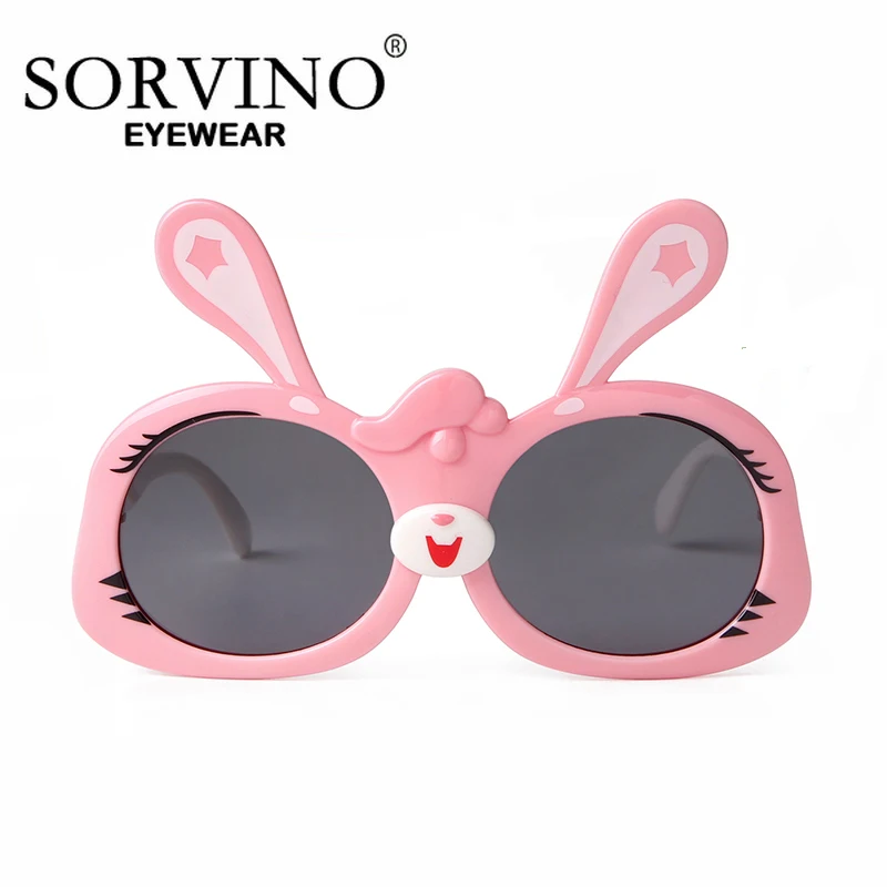 

SORVINO Flexible material Fashion Kids Sunglasses Child Polarized UV400 Shades Cute Rabbit Pink Girl Sun Glasses For Party