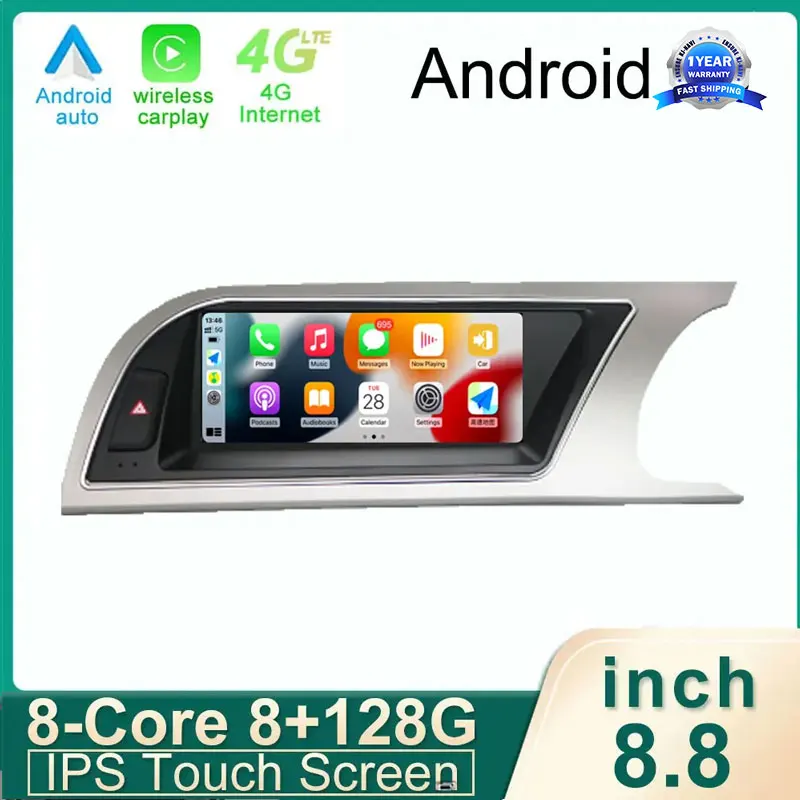 

RHD 8.8 Inch Android 14 Touch Screen For Audi A5 B8 2009-2016 Car Accessories Multimedia Carplay Monitors Speacker Radio Player