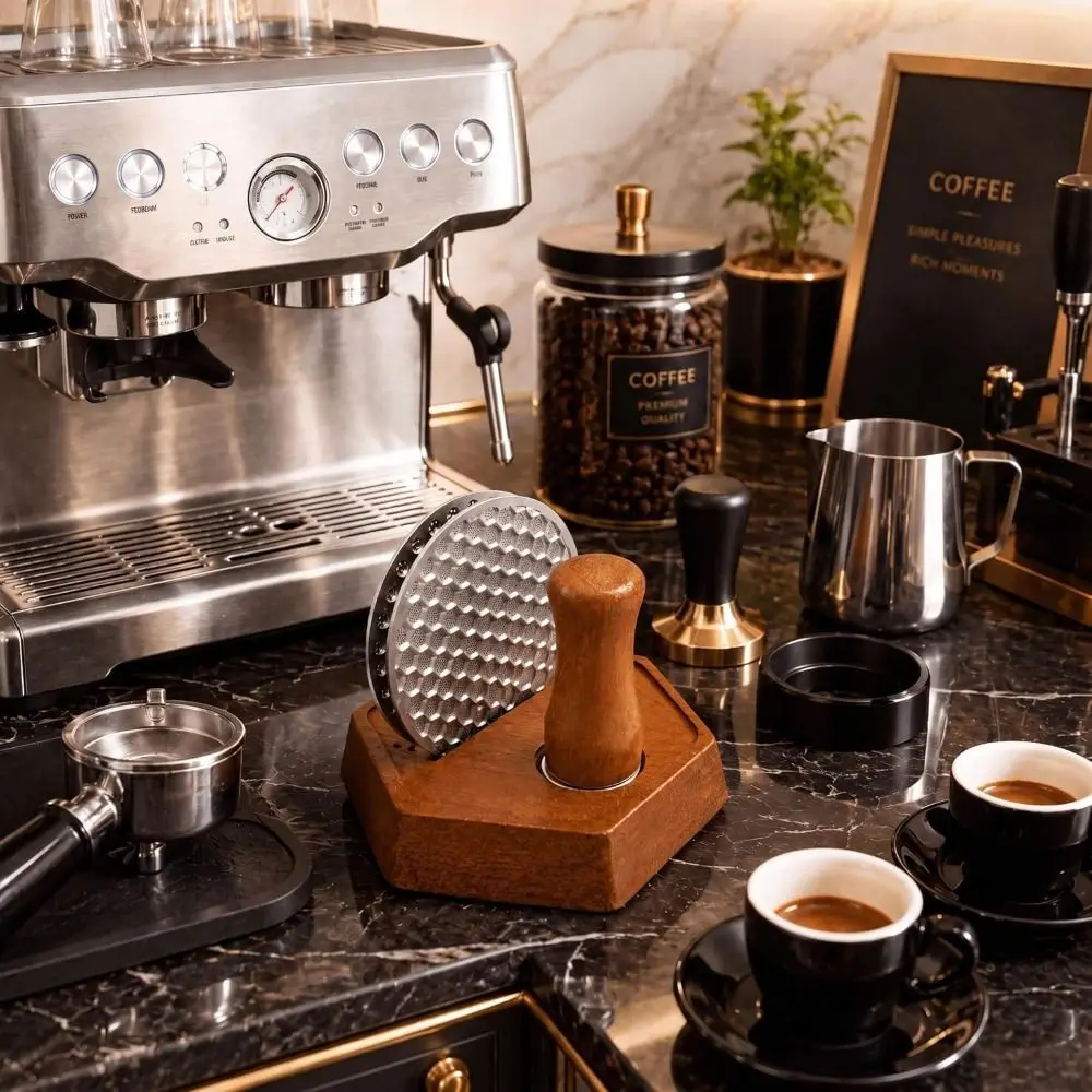 Dual Puck Screens Espresso Puck Screen Kit Magnetic Pickup Nylon Brush Portafilter Screen Kit Dual Hole Patterns Reusable