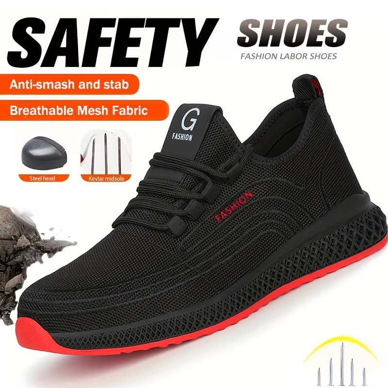 Anti-Smash Puncture-Proof Indestructible Mining Boots Steel Toe Safety Shoes Men Rubber Sole Safety Work Boots For Men Shoes