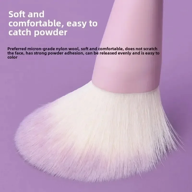 10 Uds. Brocha de maquillaje con mango de plástico degradado rosa y morado, brocha para polvos, brocha para maquillaje y base, brocha correctora