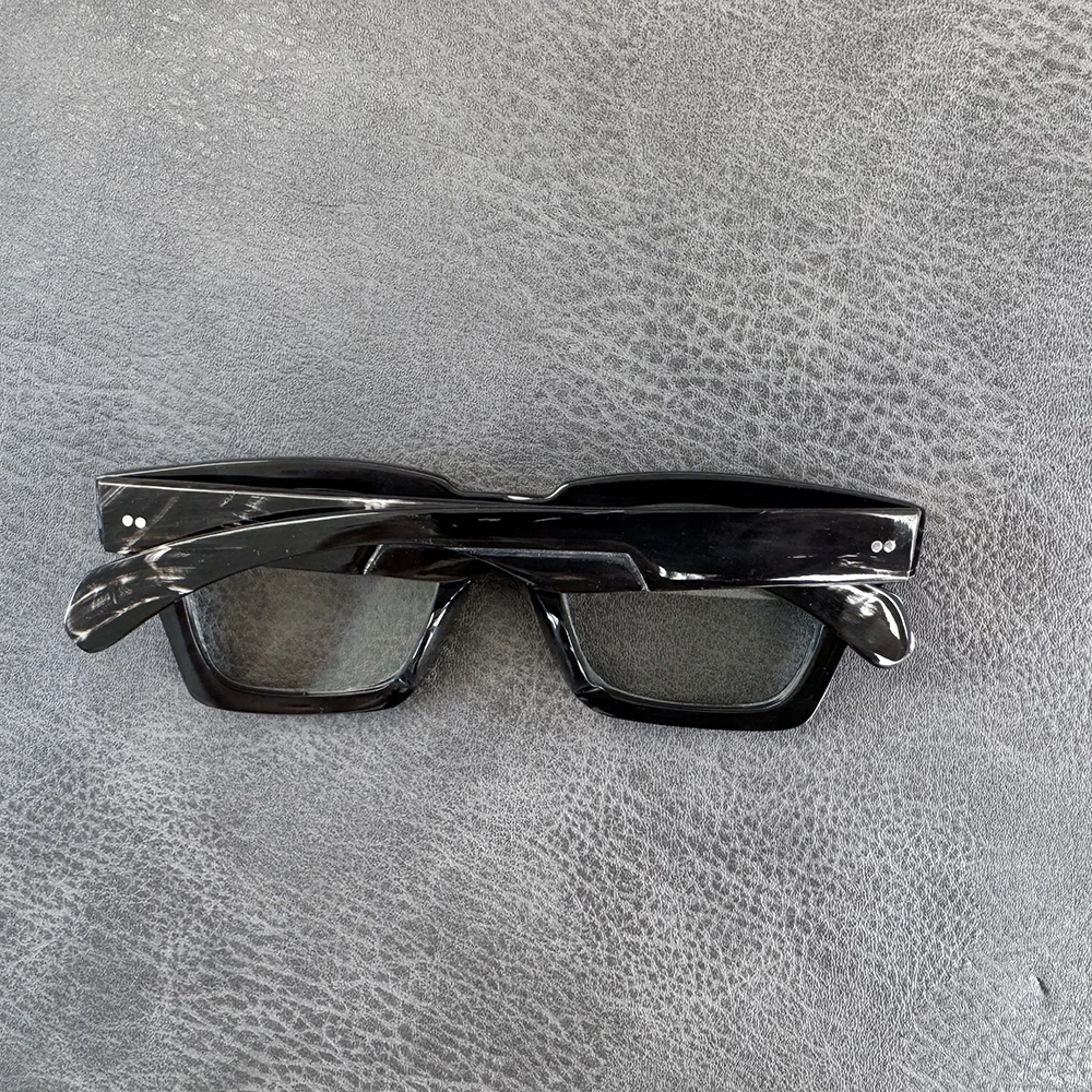 Eeyglass Frames Square Thick Vintage Stripes Handmade Buffalo Horn Prescription Eyeglasses Optical Lens Men's Glasses Frames - view 3