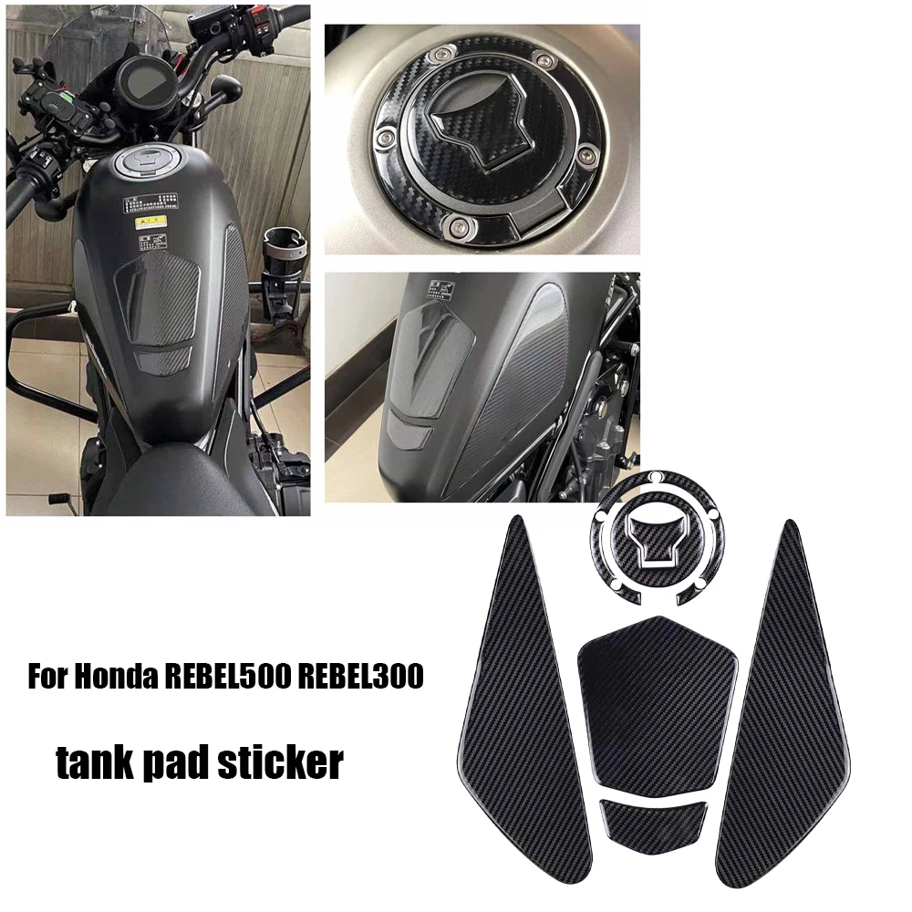 For Honda REBEL500 REBEL300 REBEL CMX 500 CM500 CM300 Motorcy Tank Rubber Sticker Protector Sheath Knee Tank Pad Grip Decal