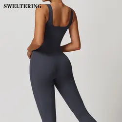 Damski dres zestaw do jogi Fitness Bell-bottoms kombinezony jednoczęściowe pajacyki fitness bez rękawów odzież sportowa zestaw gimnastyczny ubrania do ćwiczeń