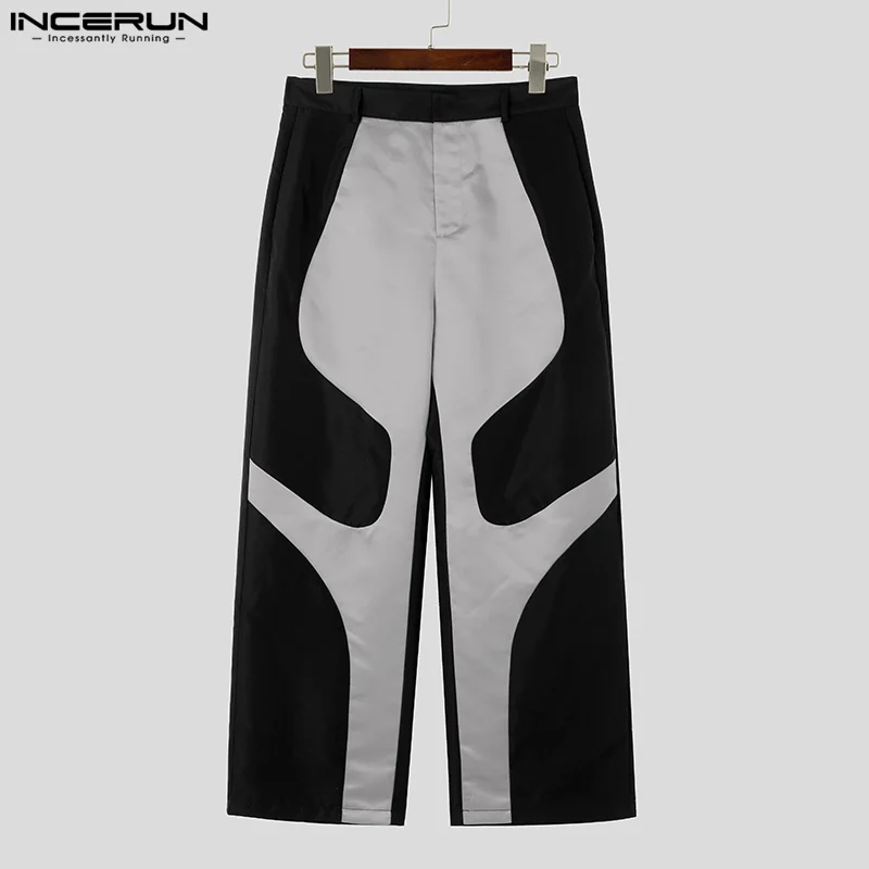 INCERUN 2023 American Style Men\'s Trousers Deconstruction Design Splicing Pants Casual Stylish Male Straight Leg Pantalons S-5XL