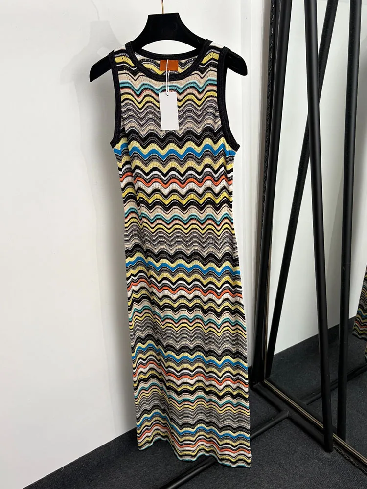 Women Autumn Designer Knitwear Sleeveless Dress
