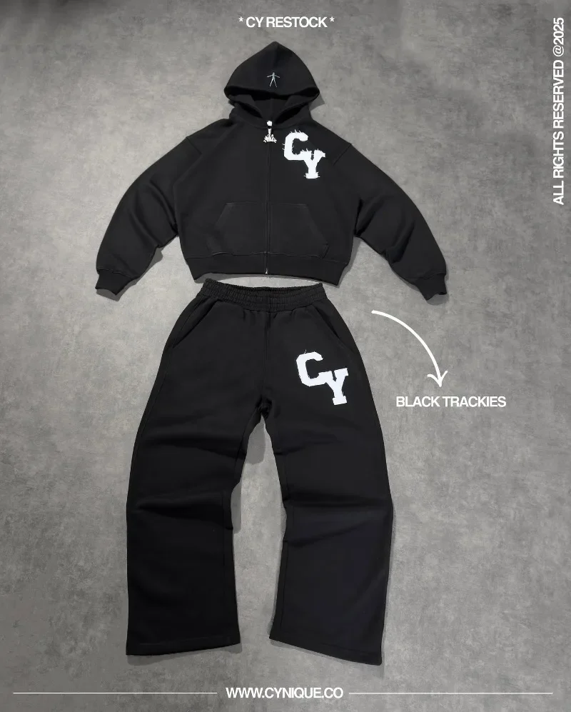 

American Letter Embroidery Logo Set Man Clothing Streetwear Harajuku Gothic Women Retro Hoodies Couple Sweatshirts Sweatpants