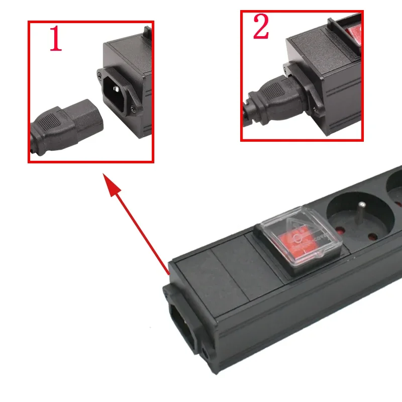 PDU Power Strip Distribution Unit Cabinet 2/4/6/8/10 Way AC France Socket Break Switch Aluminum alloy shell iec C14 Interface