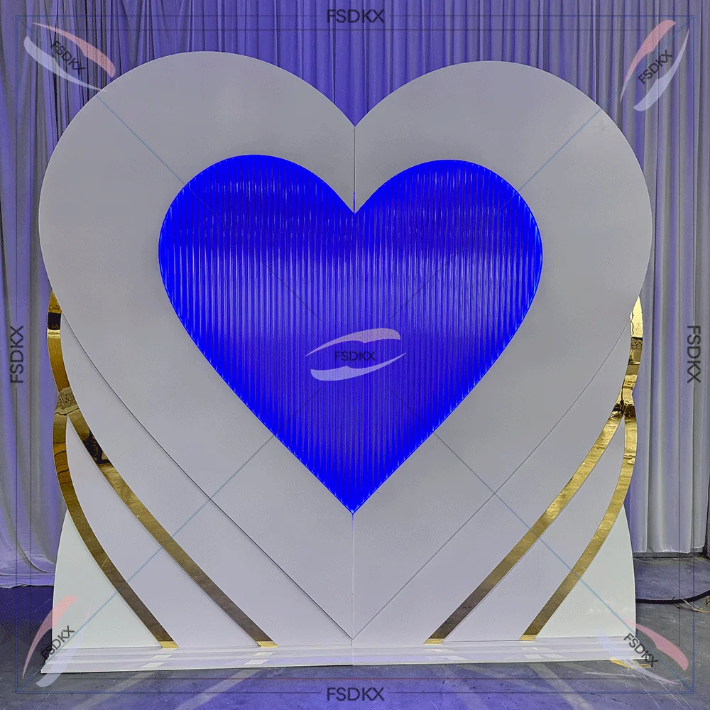 RGB 3D Heart Backdrop Stand Up Light For Rental-Wedding-Stage-Backdrop-Decoration