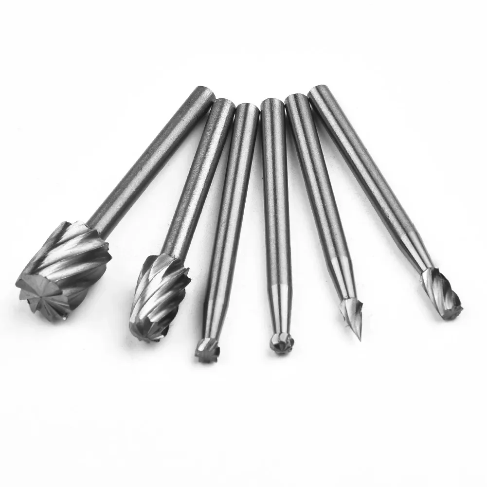 6 pçs/set HSS Router Brocas Kit Rebarbas Rotativas Ferramenta Escultura em Madeira Metal Fresagem Carpintaria Escultura Esculpida Ferramentas de Cortador