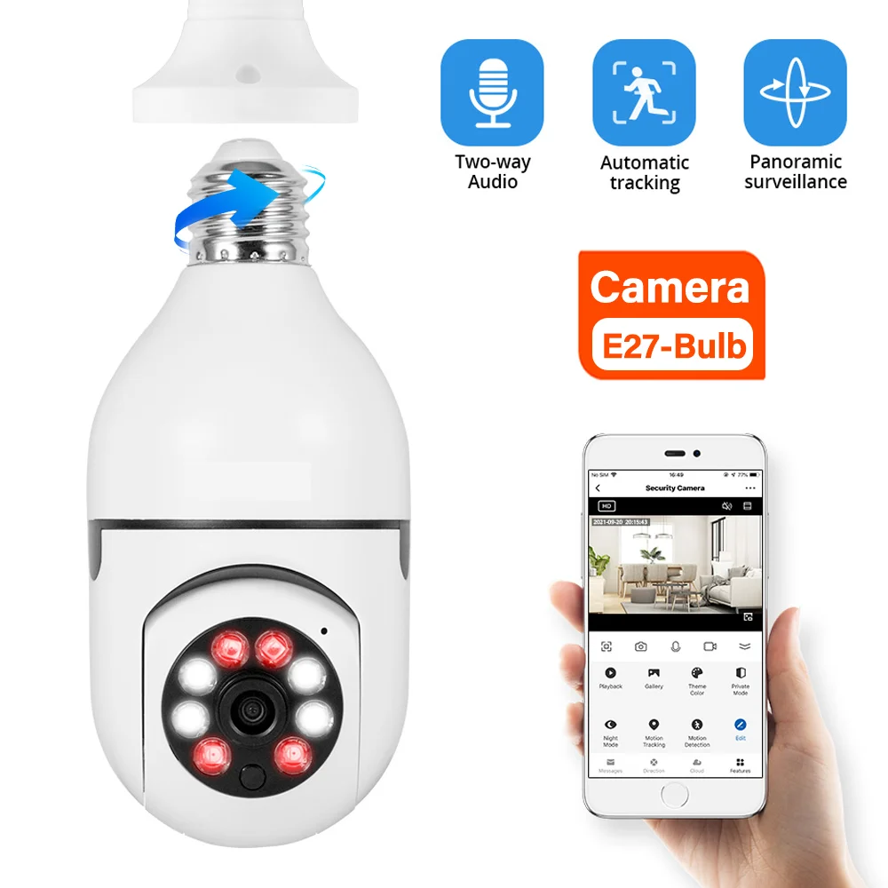 

1080P HD Camera E27 Bulb Camera WiFi Cemera Day And Night Full-color Lighting Surveillance Camera Double Light 360 Rotation