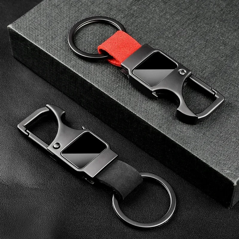 Custom Cowhide Bottle Opener Genuine Leather Metal Keychain Multifunctional Key Chain Vintage Laser Engrave Name Car Keyring