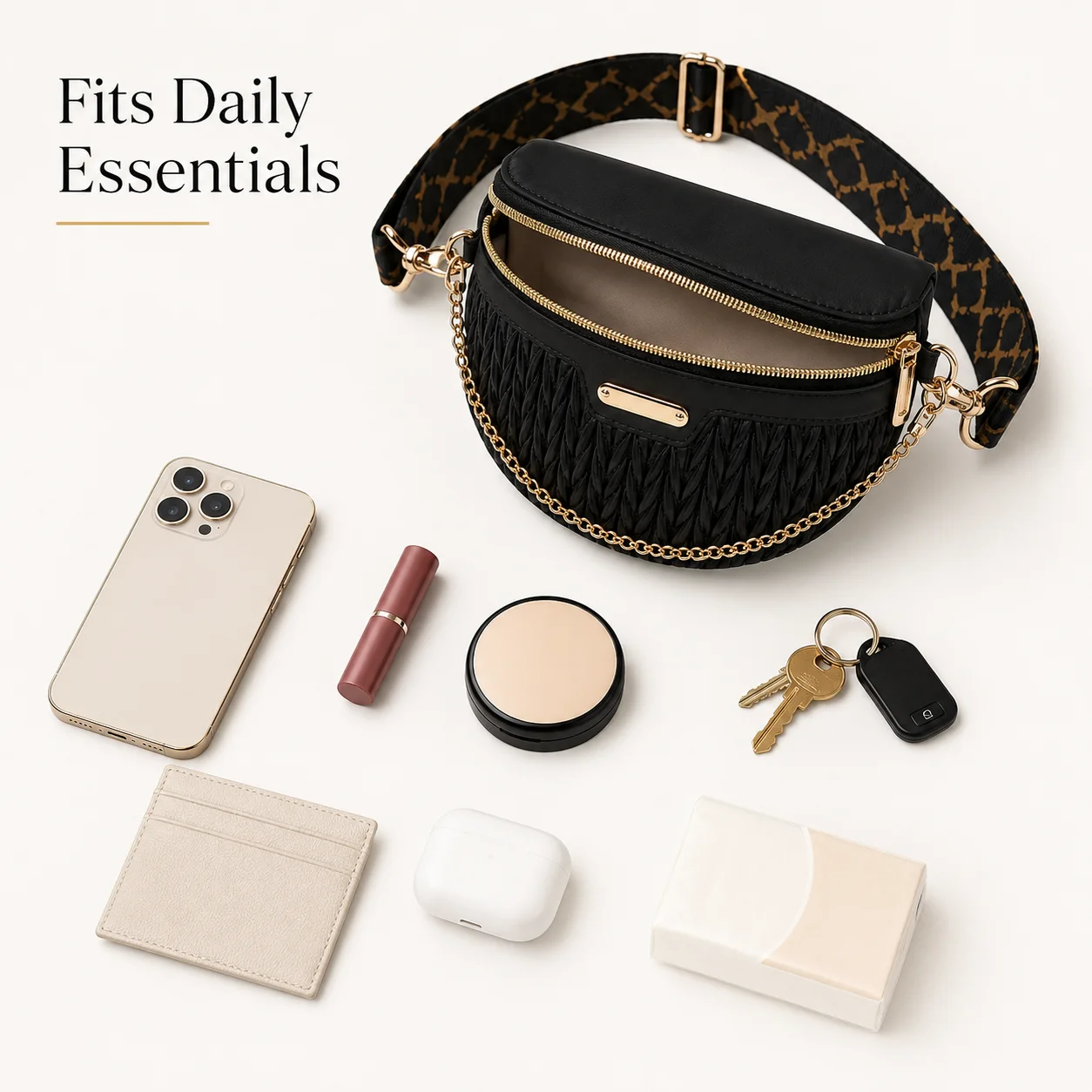 กระเป๋าคาดเอวผู้หญิงแบบควิลท์พ - Chain Crossbody Quilted บทวิจารณ์และราคา