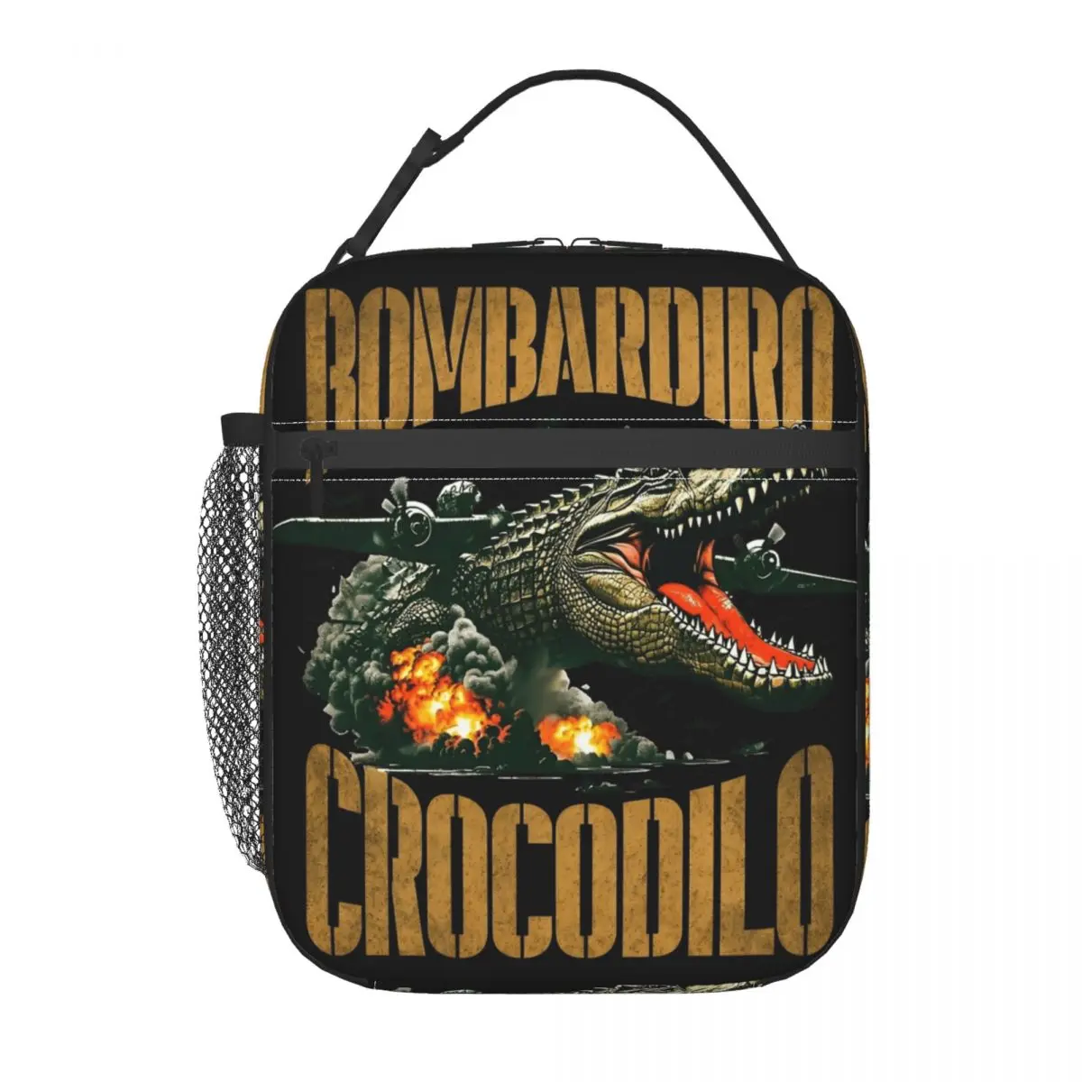Italian Brainrot Bombardiro Crocodilo Cool Meme Lunch Bag For Adult Lunch Box Office Cooler Bag Portable Oxford Tote Handbags