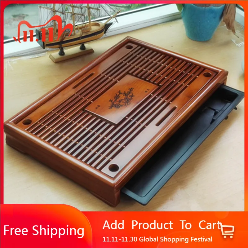 

Деревянный сервировочный поднос для чая, роскошные настольные аксессуары, декоративный поднос для чая, дренажный капельный поднос для гостиной, кухни, посуда Bandeja Madera