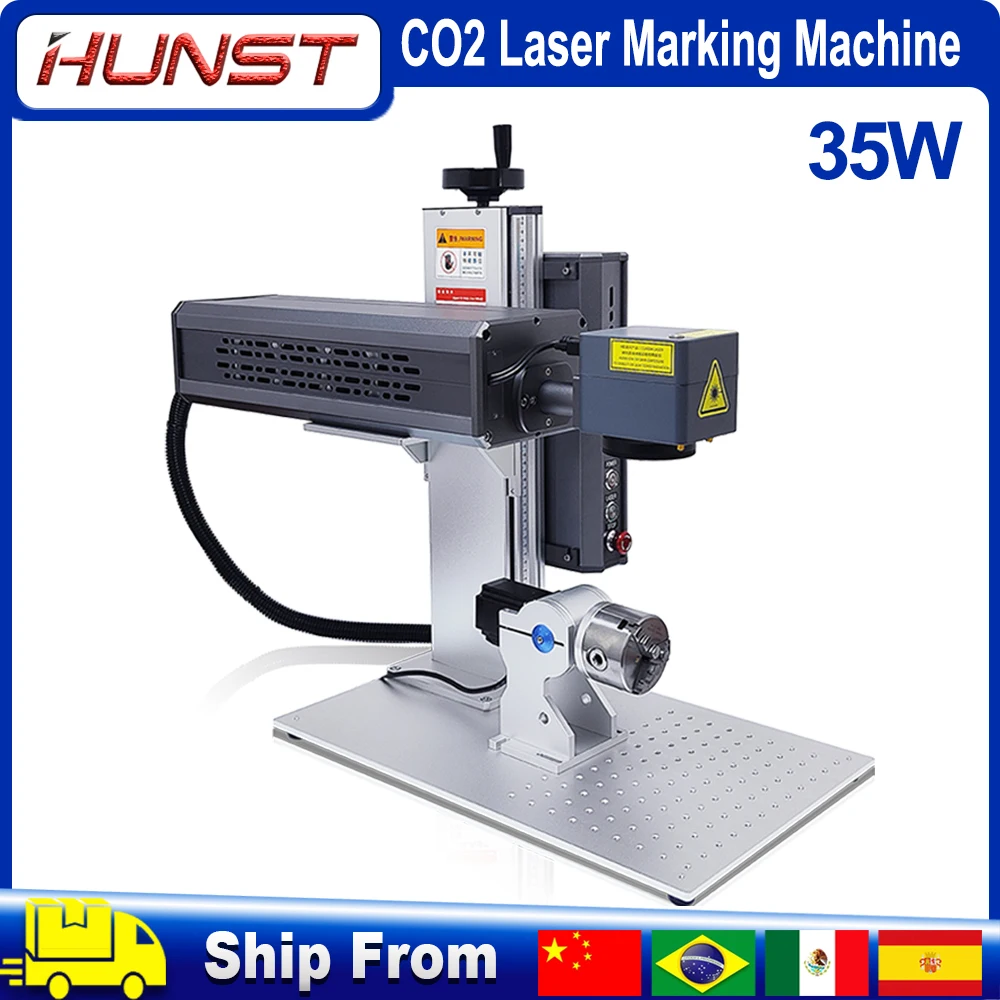 HUNST Co2 Laser Marking Machine, 10.6um 35W Metal RF Laser Tube is Suitable For Leather, Plastic, Wood Board, Etc.