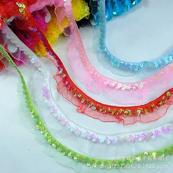 11 Yards Sequins Elastic Lace Lace Elastic Band Clothing Accessories Wholesale Costura Acessorios Para Costura 2.5cm wide