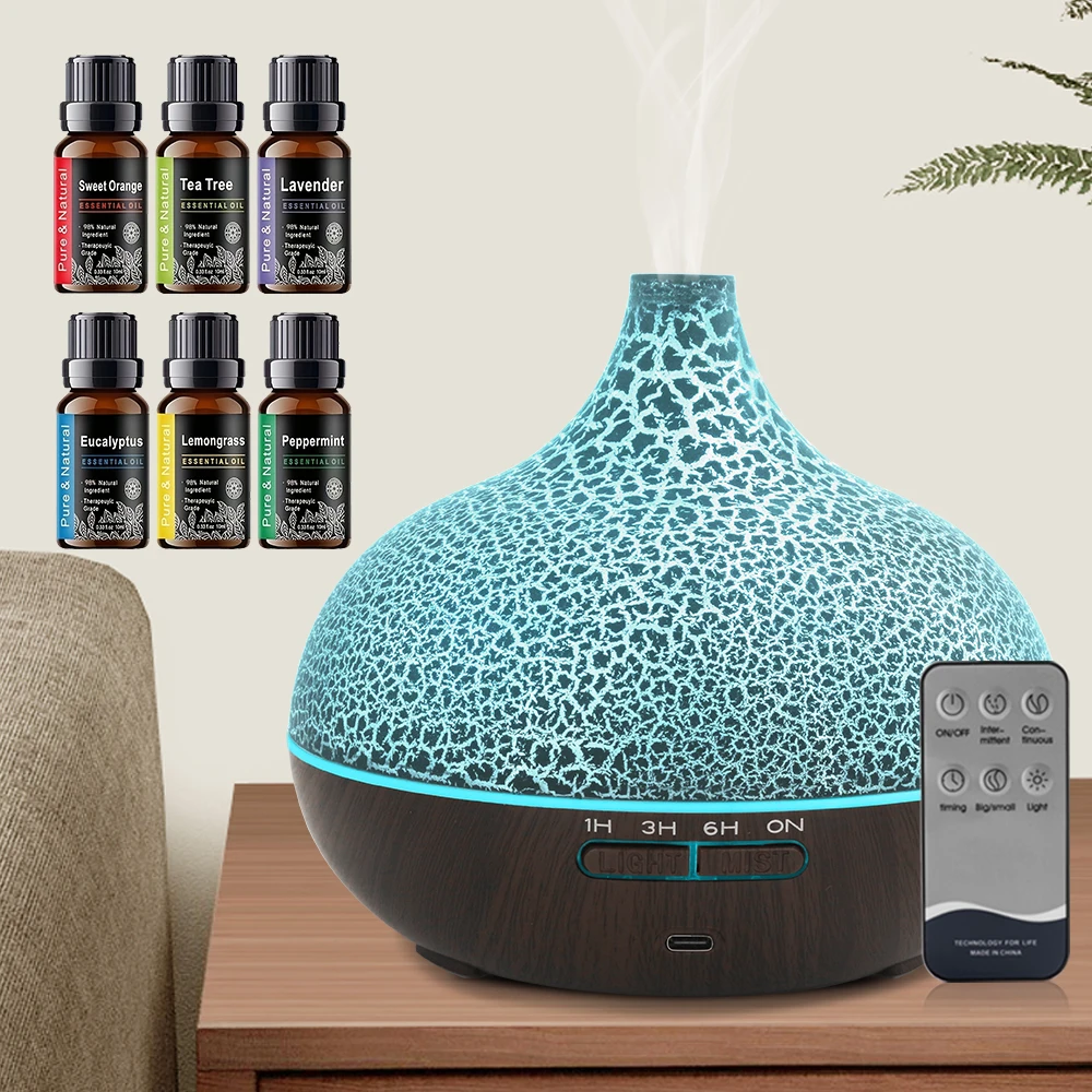 

Auto Shut Off Essential Oil Diffuser 550ml Crack Design Ultra Quiet Aromatherapy Humidifier for Large Bedroom, Office & Sleep