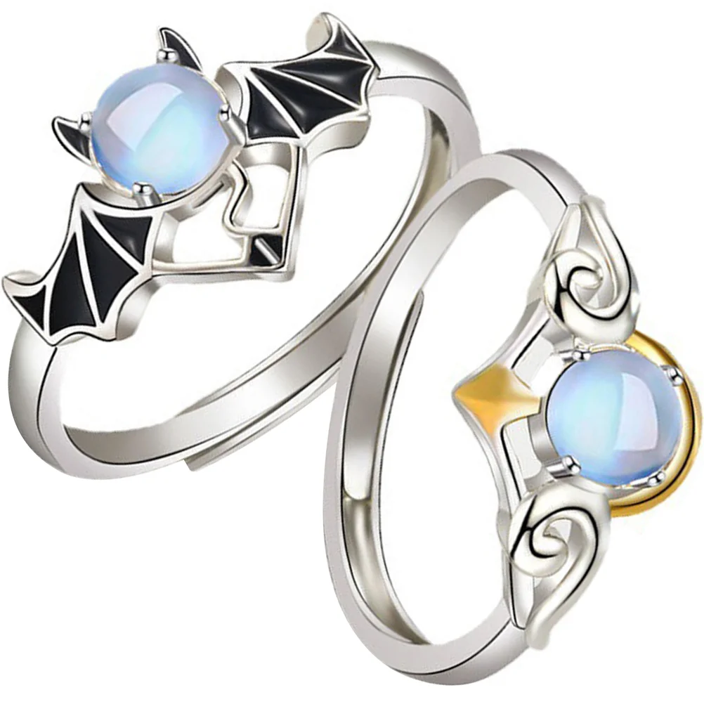 

2 Pcs Wedding Angel Ring Miss Couple Gift Alloy Matching Rings for Couples