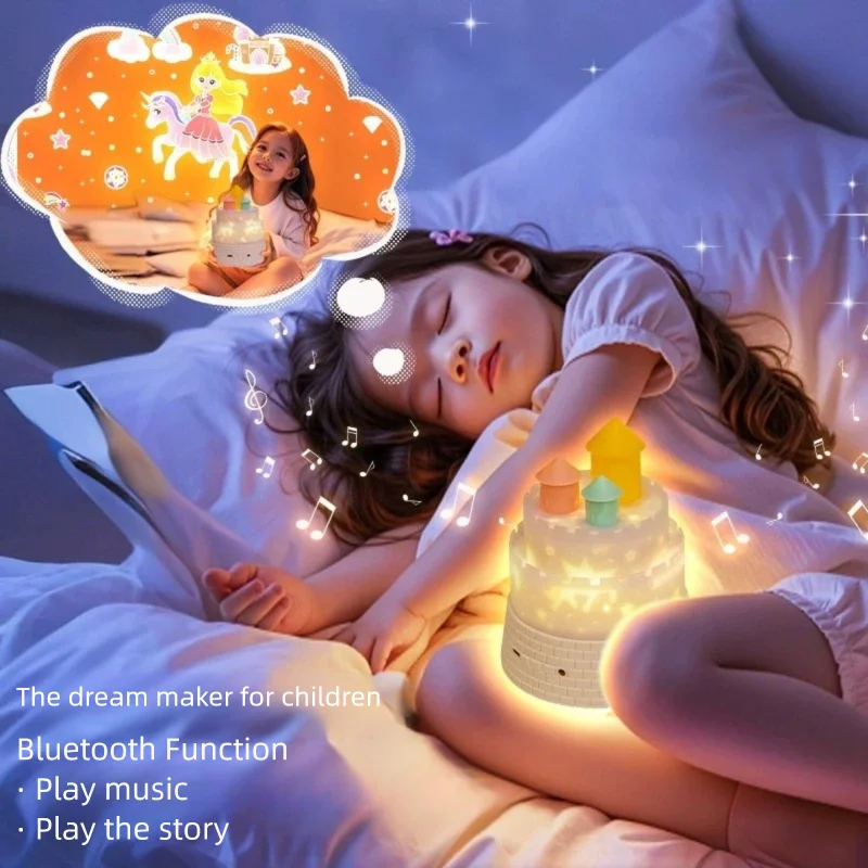 Bluetoothスピーカー付きキャッスルプロジェクターナイトライト、23種類の映画、銀河、空、海のムードランプ、子供部屋の装飾、誕生日、クリスマスギフト