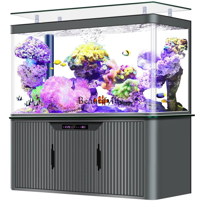 

Hot bending glass integrated molding large fish tank bottom filter water-free ecological aquarium