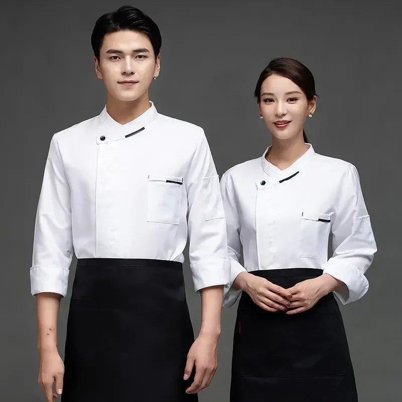 Restaurant Uniform Coat Women Waitress Men Sleeves Chef White Woman Long Kitchen Jackets Sleeve Jacket