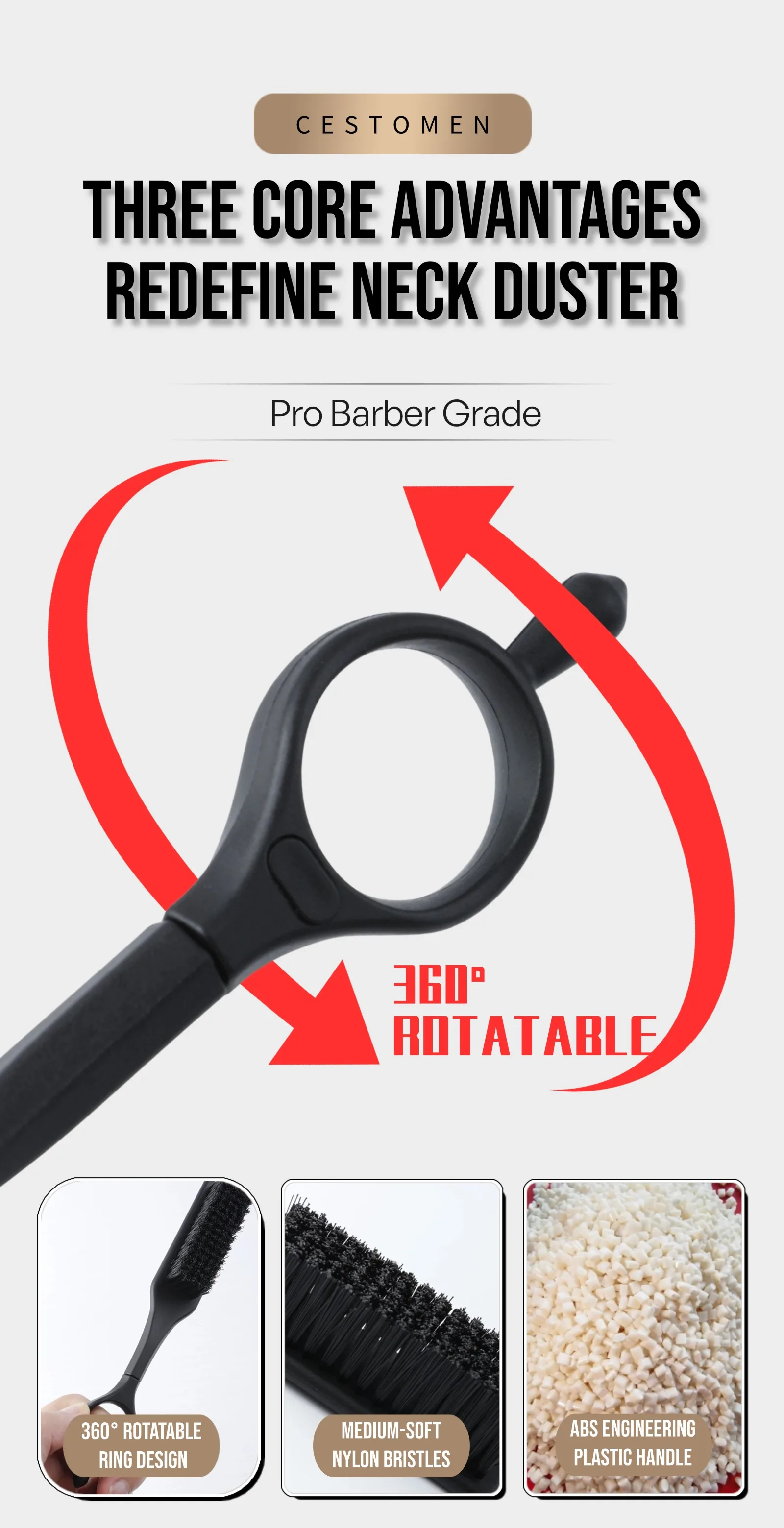 3-teiliges neues Profi-Friseurwerkzeug-Set, drehbare Doppelzahn-Haarschneidekämme, rotierende Mini-Fade-Haarbürste, antistatischer Taper-Kamm zum Stylen – Detail 18