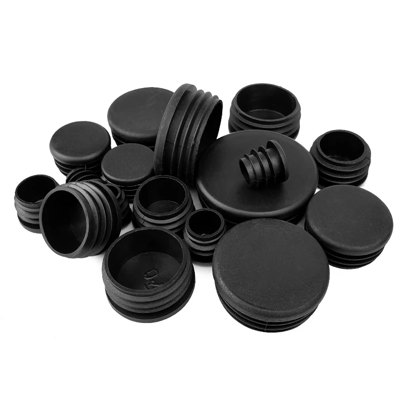 Black Round Plastic Blanking End Cap Tube Pipe Inserts Plug Bung Insert Stopper For Chair Leg Pipe Tapón Tubo Redondo