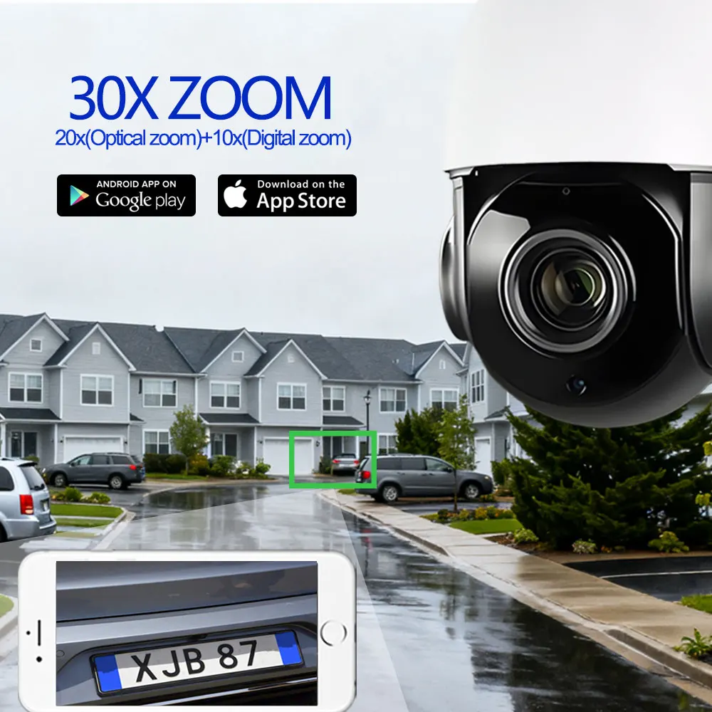 Outdoor 3G 4G SIM Card 4K 8MP Wireless Security IP Camera WIFI PTZ Dome POE 30X Auto Zoom Two Way Audio Human Tracking IR 80M