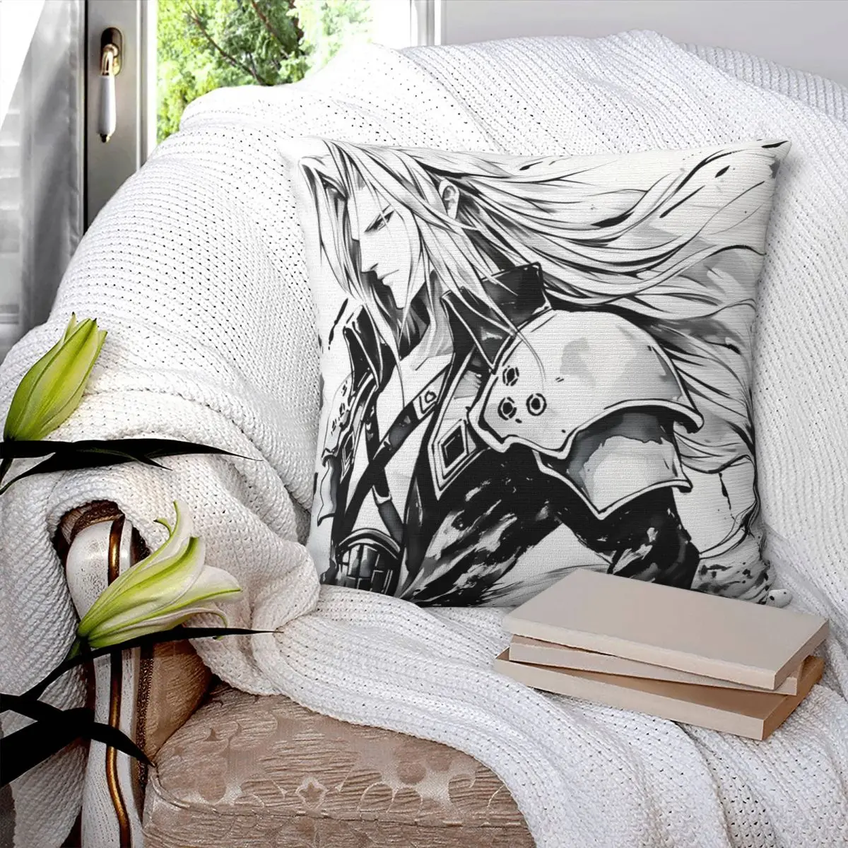 Watercolor Sephiroth Finals Fantasys Pillowcase Soft Polyester Cushion Cover Gift Pillow Case Cover Home Zippered 40X40cm