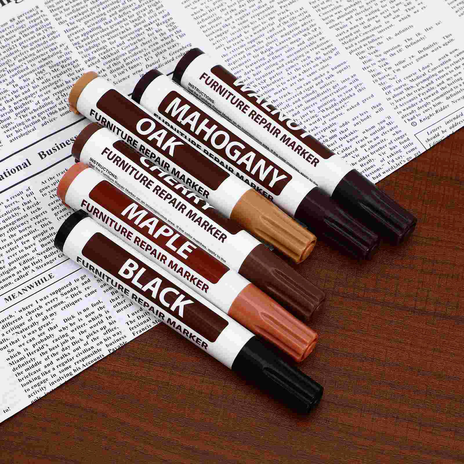 6 Pcs Wooden Furniture Touch Up Markers Scratching Repair Tools Worn Blemish Concealing Utensils furniture repair pen