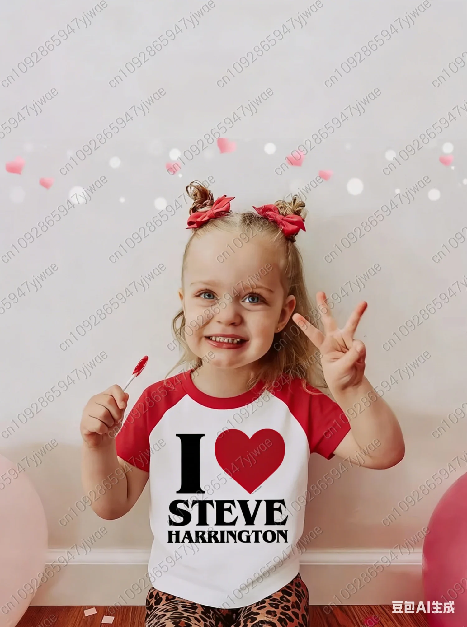 أنا أحب ستيف هارينجتون المرأة الطفل الجرافيك تي شيرت عالية الجودة الأطفال قصيرة الأكمام س الرقبة الشارع الشهير أفضل الرجال والنساء تيز