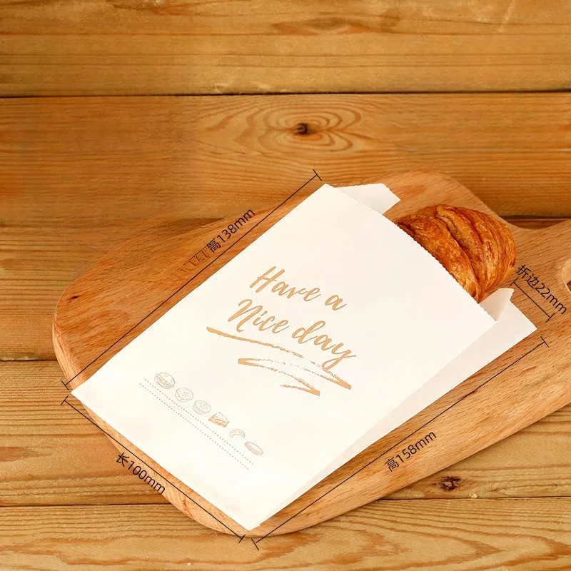 100pcs Kraft Oil Proof Paper Bag for Sandwich Donut Bread Party Wrapping French Fries Hamburger Packaging Bag Eco Friendly view 4