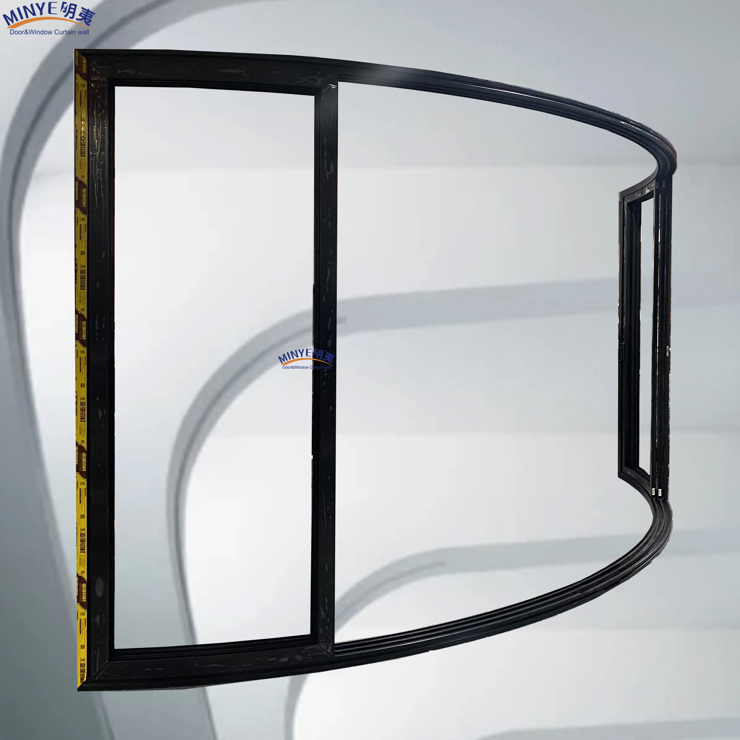 Waterproof Aluminum French Tempered Laminated Double or Triple Glazed Sliding Door with Unique Curve Design Finished Surface