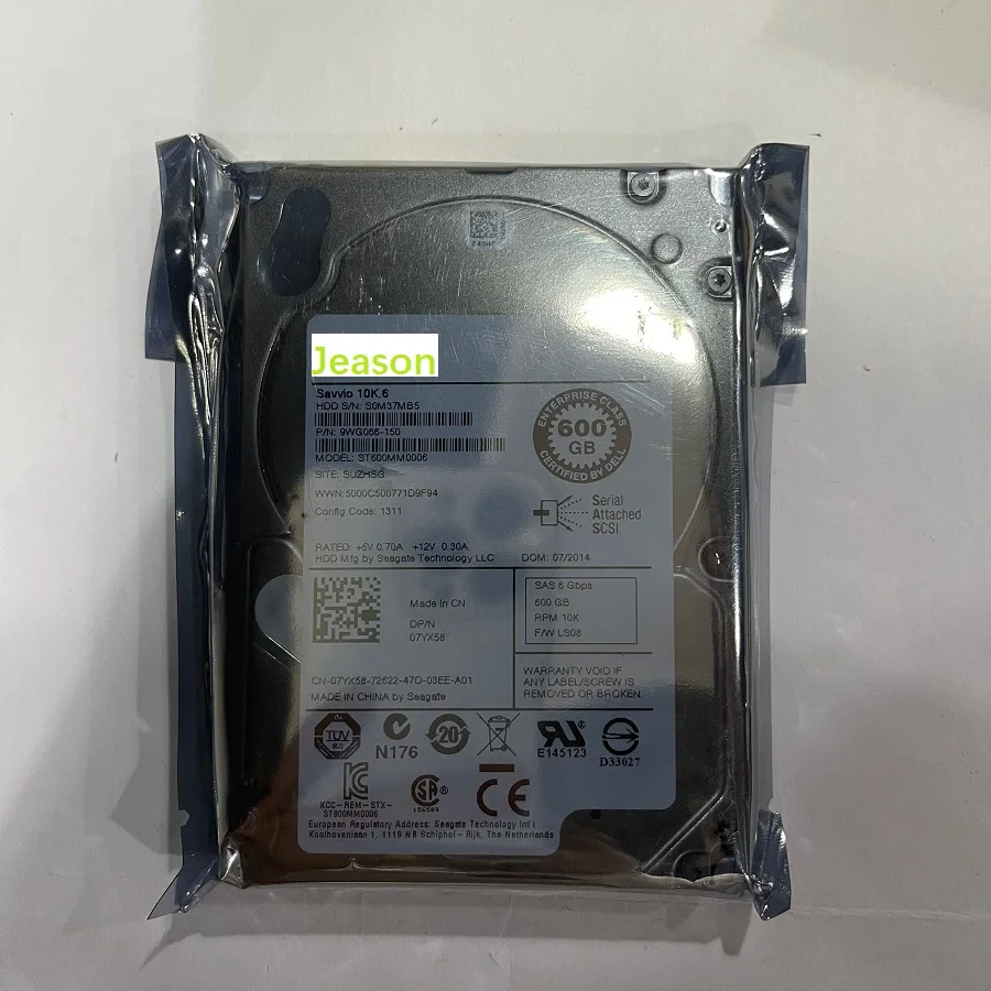 

For DELL 07YX58 ST600MM0006 SEAGATE 600GB 10K.6 2.5'' 6Gb/s SAS Hard Drive 100% Generic NEW