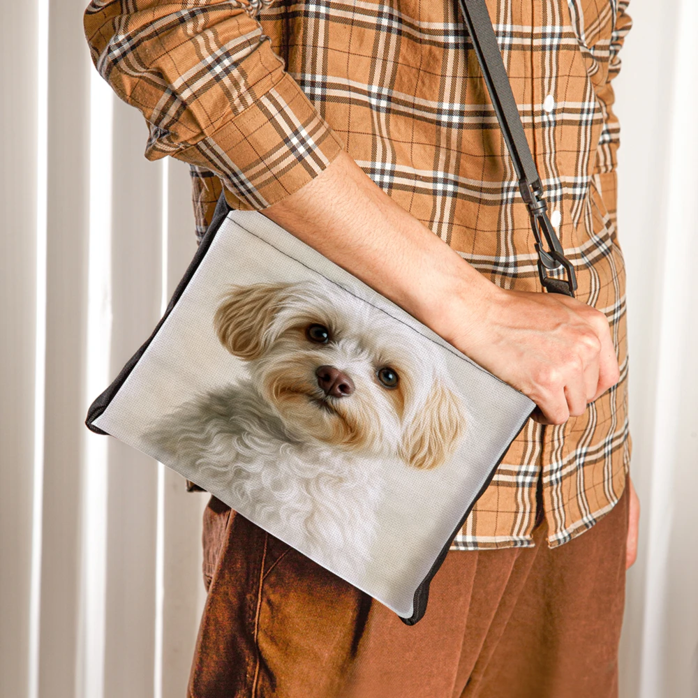Cute Dog Print Crossbody Bag White Pet Animal Pattern Shoulder Bags For Women And Girls Casual Everyday Use Travel Shopping Carr