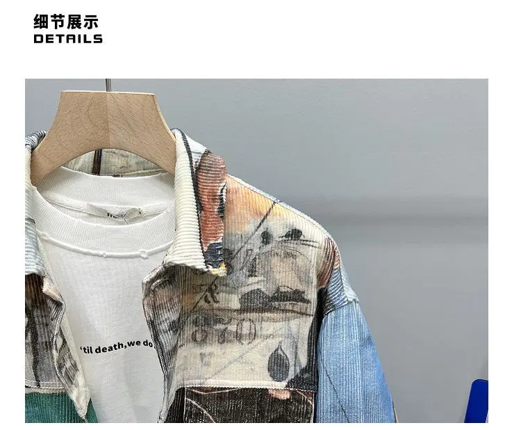 Original Jacket เกาหลีสไตล์พอร์ตพิมพ์เสื้อลําลองหลวมเสื้อผู้ชายใหม่ China-Chic