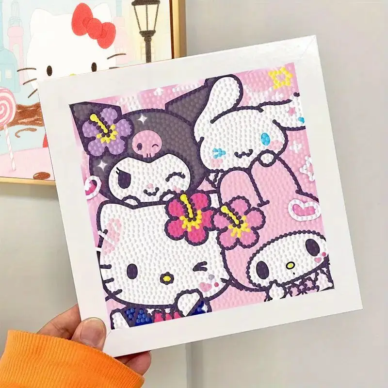 1PC Cute Hello Kitty Stirring Chocolate Dessert Scene 5D DIY Diamond Painting Kit, Full Drill Rhinestone Embroidery Art Craft fo
