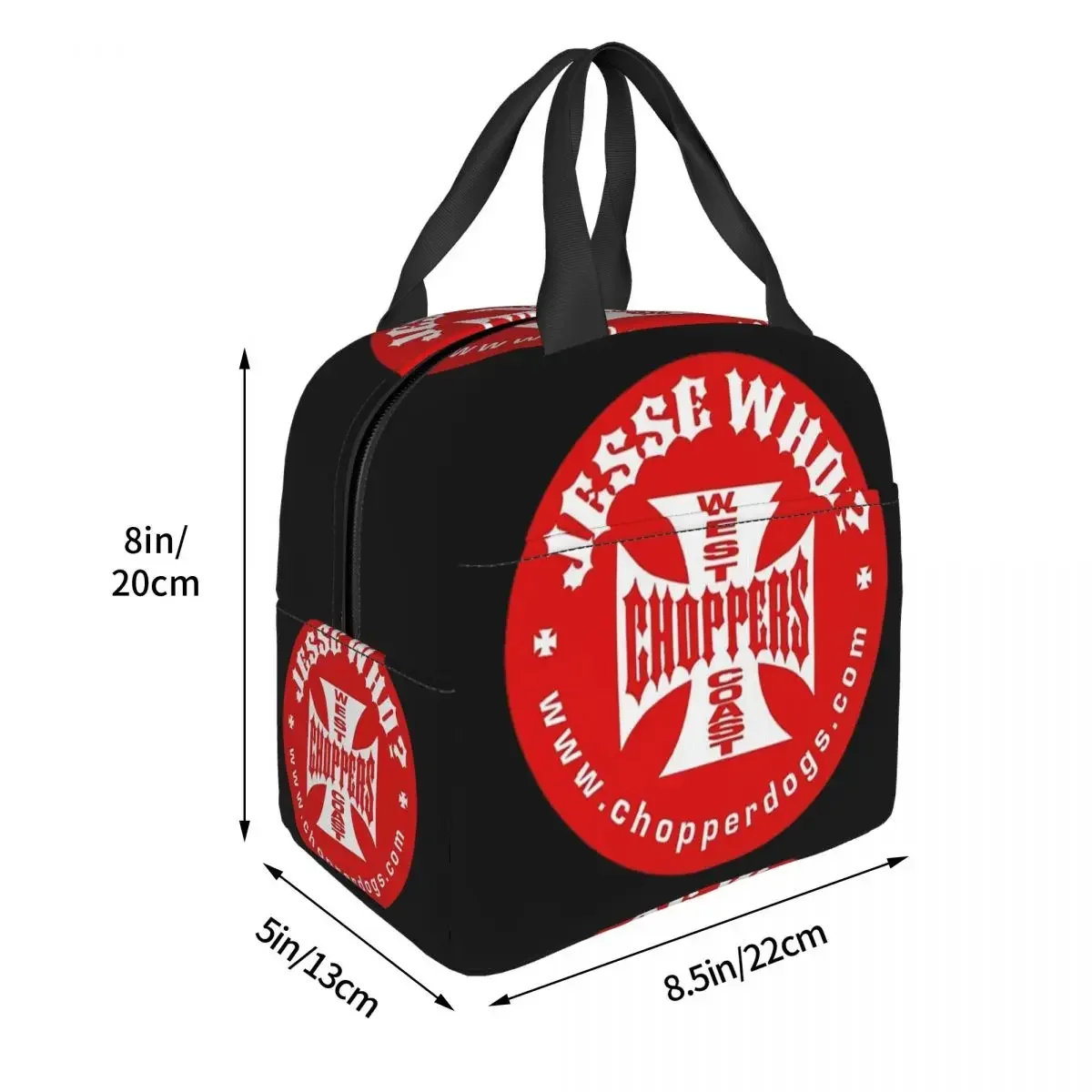 Personalized West Coast Iron Cross Choppers Insulated Lunch Bag for Women Kids Portable Food Boxes Thermal Lunch Box Tote