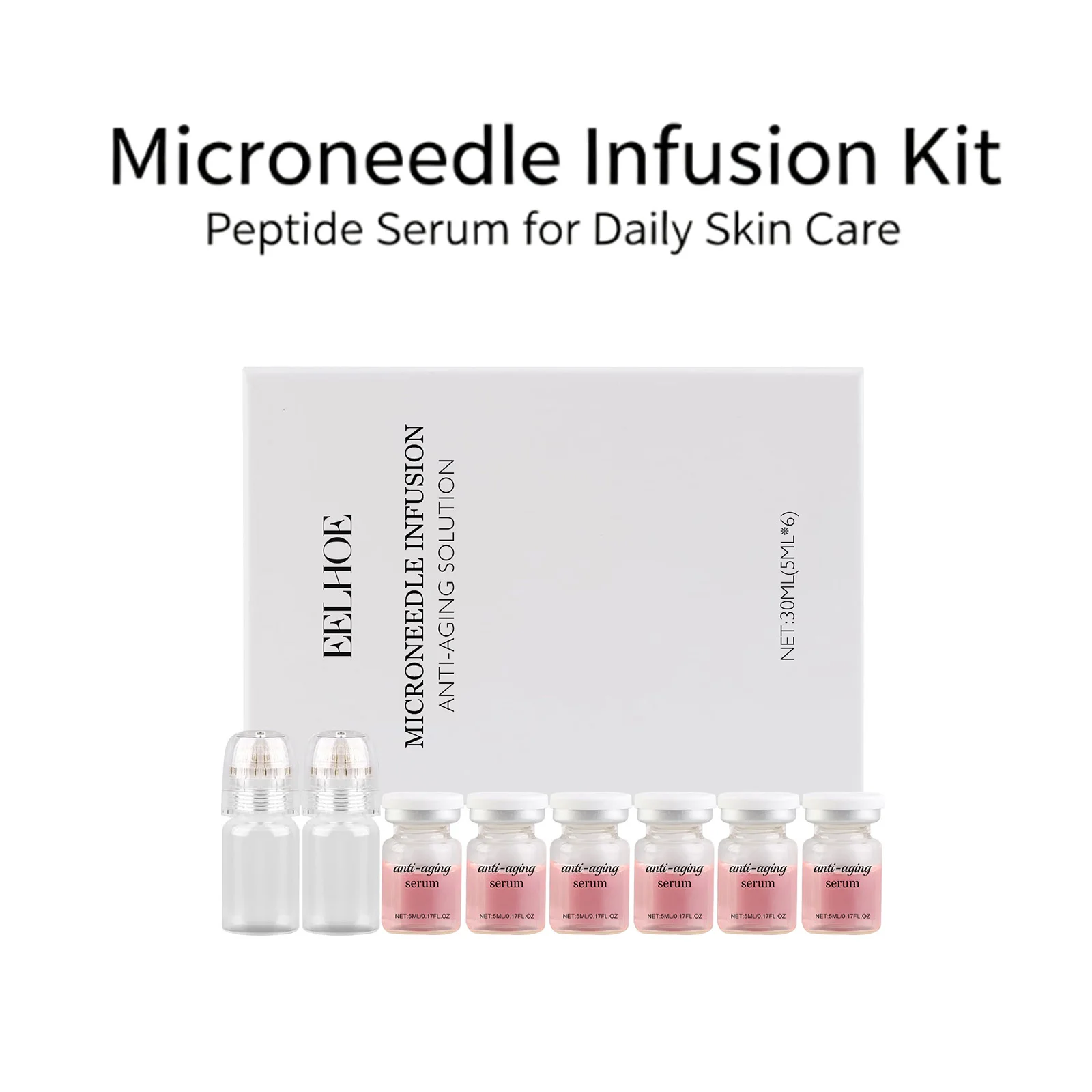 0.2mm Microneedle Serum Kit 6 Vials Collagen for Smooth Skin Hyaluronic Acid Firming Travel Friendly Daily Facial Care Set
