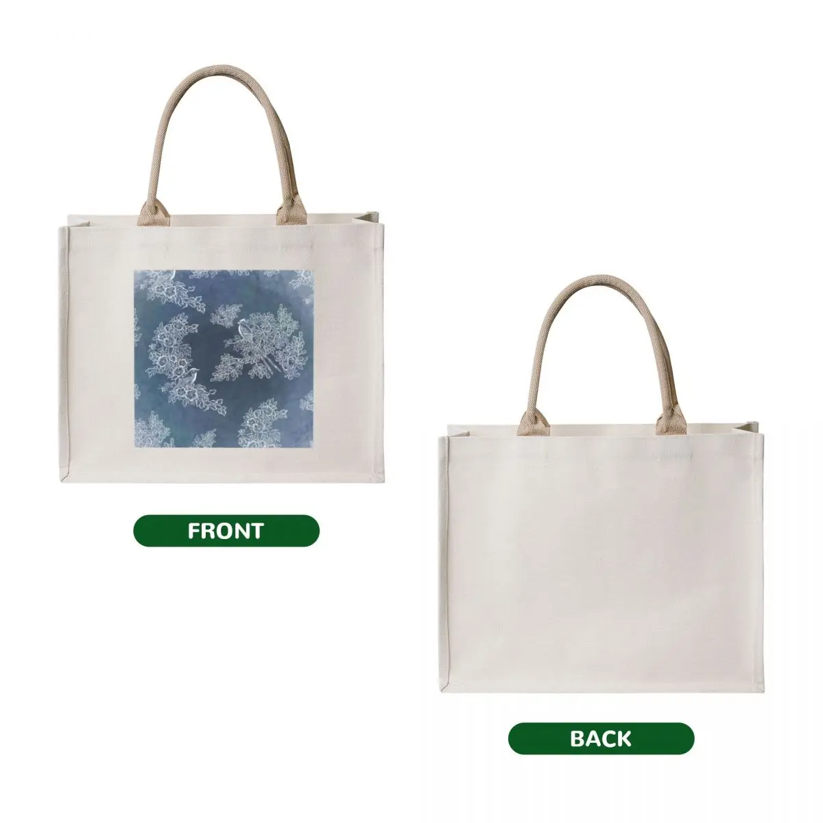Blue Jean Bird and Flowers Tote Bag tote canvas university